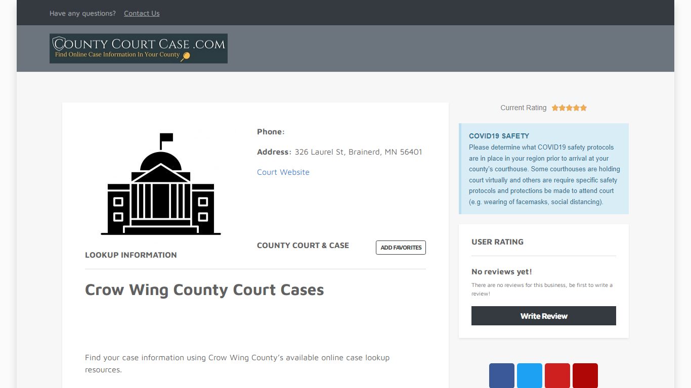 Crow Wing County | County Court Case Search & Lookup | CountyCourtCase ...